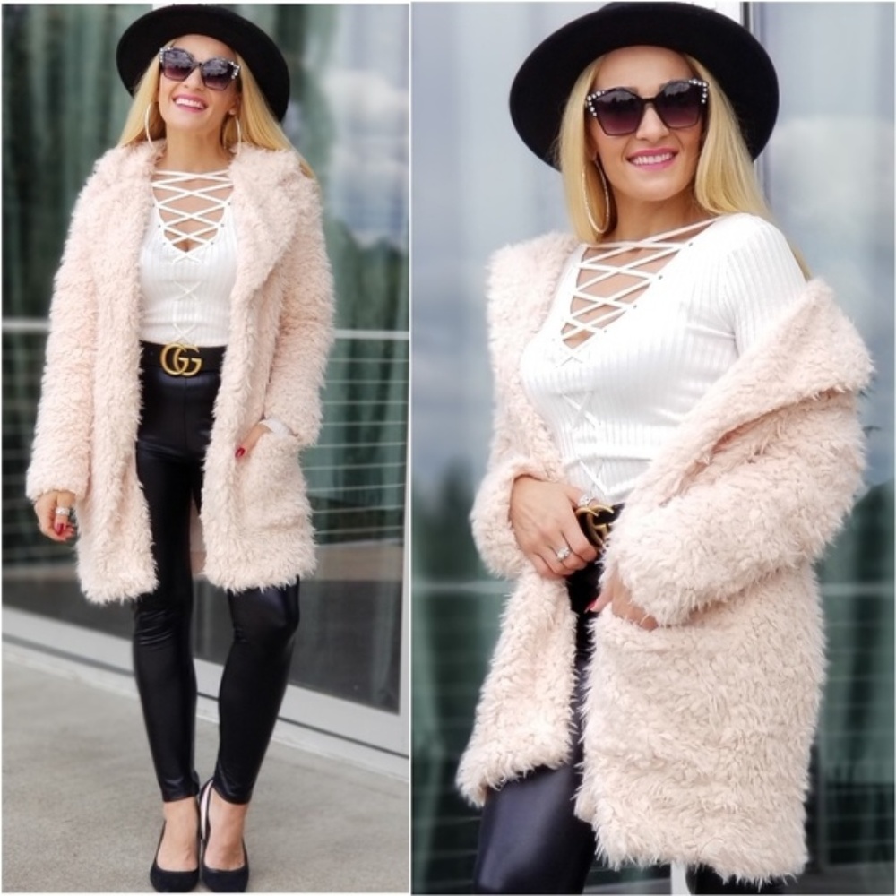 RESTOCKED! Blush Faux Fur Coat Teddy - Picture 2 of 2